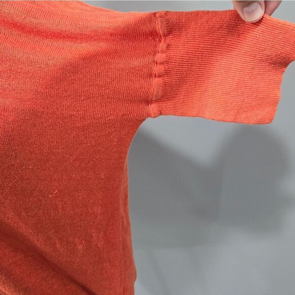 🐢 J.CREW Orange Linen Drop Shoulder Swing Sweater  Sz Small - Picture 8 of 12